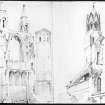 Sketches of St Andrews Cathedral and St Regulas tower.