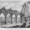 "CORDINER'S SKETCH OF THE CATHEDRAL NAVE (c. 1776)"
Copied from "Dornoch Cathedral and Parish" by G D Bentinck (opp p.212)