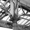 Detail of cast-iron column head and canopy steelwork.