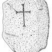 Scanned ink drawing of cross slab at Killianan Burial Ground