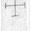 Scann of ink drawing of incised recumbent cross slab at Cille Choirill