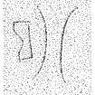 Scanned ink drawing of Pictish symbol (stepped rectangle) and  pair of "inverted brackets" in Sculptor's Cave