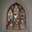 Interior. W transept stained glass window by Powell Bros 1884 The Ascension