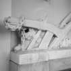 Interior. Detail of marble sculpture showing plough