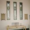 Interior. Tower porch. Stained glass. Detail.