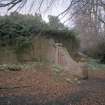 View of SE corner of walled garden with ball finialed parapet