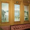 Interior. Detail of pulpit mural of the Kyle of Sutherland by Iain Gillies