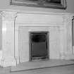 Interior, drawing room, detail of E coloured marble fireplace with W for Walkinshaw