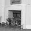 Interior, first floor South West room, detail of fireplace