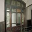 Interior. Detail of internal leaded glass doors of vestibule