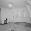 Interior. View of second floor turret room from NW