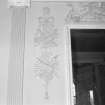 First floor drawing room, detail of plasterwork cartouches.