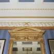 Interior, detail of drawing room cornice and overmantel mirror.
