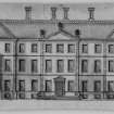 Photographic copy of drawing showing front elevation.