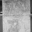Photographic copy of rubbing showing reverse Eassie Pictish cross slab.