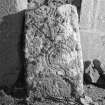 View of face of Rhynie no. 6 Pictish symbol stone.
