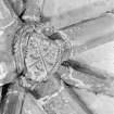 Mauchline Castle. Detail of ceiling boss in hall.