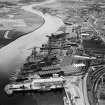 John Brown and Co, Shipyard, Clydebank, Old Kilpatrick, Dunbartonshire, Scotland, 1949. Oblique aerial photograph taken facing north-west.
