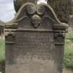 View of headstone to John Foulis late tennement in Moorcambus who died 22 Nov 1753, Newburn Old Parish Churchyard.