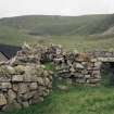 St Kilda, Village Bay. Blackhouses A, view of join between upper and lower units.