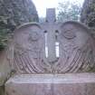 Detail of headstone to David Aird showing winged angels, Whitekirk Parish Church Burial Ground.