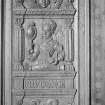 Detail of carved wooden panels.
Insc: 'Prvdence'.