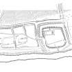 Ink drawing - plan of Hermitage Chapel/ moated site. 400dpi copy of DC49407.