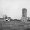 View from south east of tower and farm at Gordon Castle after demolition