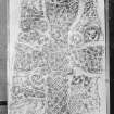 Photographic copy of rubbing showing the face of Migvie Pictish cross slab