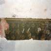 Basement, hallway, uncovered wallpaper, detail