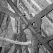 Beaton's Cottage, interior.  Detail of Cruck joint.