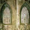 South wall, stained glass windows, detail