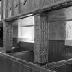 Interior.
Laird's loft, detail of carved wooden balcony support.