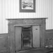 Interior. Gnd fl. South room. Detail of fireplace