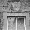Detail of lintel inscribed 'RB.FB. 1771' above a window of the Commercial Hotel, High Street, Falkland