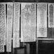 Photographic copy of six rubbings showing two details of the reverse of the St Orland’s Stone and details of St Vigeans no.16, the remaining stones have not been identified.   
