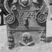 Detail of gravestone dated 1724 with initials 'A B', Church of the Holy Rude, Stirling.