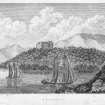 Ardgowan House, Inverkip.
Photographic copy of engraving of view of house on hill with boats in foreground.
Titled: 'Argowan'