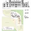 Fetternear House, plan and elevation of the mansion house.