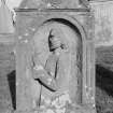 View of gravestone for Andrew Pringle 1780 in the churchyard of Melrose Abbey.
