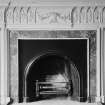 Interior view of Woodhouselee showing detail of fireplace.