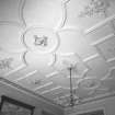 Interior view of Udny Castle showing detail of sitting room ceiling.