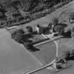 Oblique aerial view centred on Edzell Castle and garden