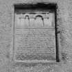 View of inscribed panel set in wall of St Adrian's Church, Anstruther Wester.