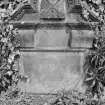 View of gravestone for Janet Abuckle dated 1758, in the churchyard of Pathhead E U Congregational Church.