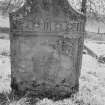 View of gravestone for Margaret Berander dated 1785, in the churchyard of Old Blair, St Bride's Kirk.