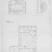 Photographic copy of sketch plans, plans and sections of preliminary designs for proposed new court house and for adapting existing court house.
