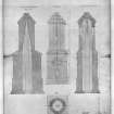 Photographic copy of drawing insc; "Copy  Monument to the Memory of the late Duke of Sutherland"  "Section upon the diagonal line C-D"; "Elevation"; "Section upon the line A-B"; "Plan".
u.s.   "131, George Street.  23rd August 1834"