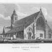 General view of church and churchyard entitled 'South Leith Church. (Kirkgate)'
Drawn, engraved and published by J & H S Storer, Chapel Street.