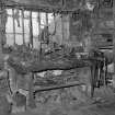 Cousland Blacksmiths. Interior view of Cousland smithy showing detail of workbench.